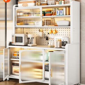 Kitchen Home Rack Cabinet Stand Baker’s Door, Storage Microwave Pegboard,