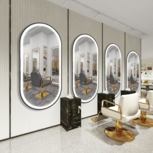 Gold Framed LED Salon Mirror for Barber & Beauty Shops