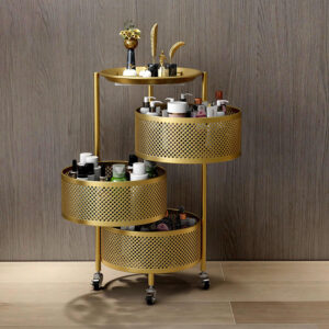 Gold Makeup Salon Cart Trolley Tiers Pedicure Spa Nail