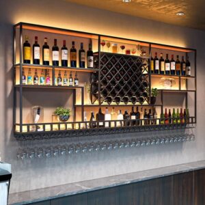 Modern Wall-Mounted Iron Wine Shelf