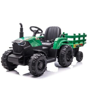 12V Electric Ride-On Tractor for Kids with Trailer