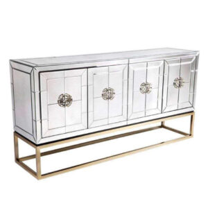 Gold Stainless Steel Living Cabinet Console Table Base Long Mirrored