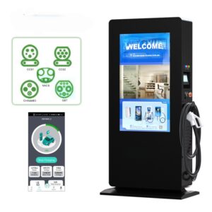 Commercial DC Fast EV Charging Station (Floor-Standing, 55-Inch Display)